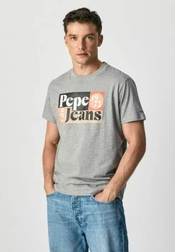 Pepe Jeans WELLS - T-shirt Imprimé - Gris Marl