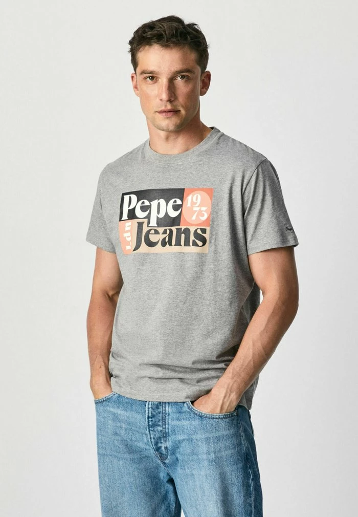 Pepe Jeans WELLS - T-shirt Imprimé - Gris Marl 1 Pepe Jeans WELLS - T-shirt Imprimé - Gris Marl