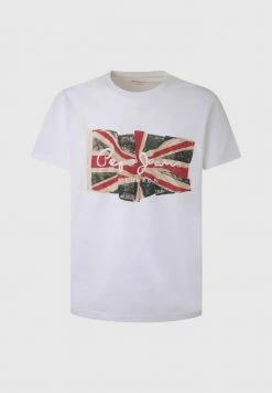 Pepe Jeans FLAG LOGO N - T-shirt Imprimé - Blanco -Pepe Jeans Soldes Magasin 08ccb5555d9e448bae12ca40952f00e8