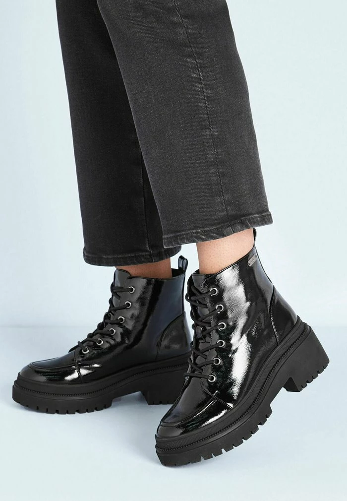 Pepe Jeans ROCK LACES - Bottines à Plateau - Black 1 Pepe Jeans ROCK LACES - Bottines à Plateau - Black