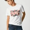 Pepe Jeans FLAG LOGO N - T-shirt Imprimé - Blanco