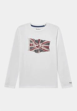 Pepe Jeans FLAG LOGO JR - T-shirt à Manches Longues - Optic White
