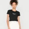 Pepe Jeans NEW VIRGINIA - T-shirt Imprimé - Black