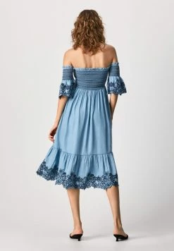 Pepe Jeans LIBBY - Robe Longue - Blue -Pepe Jeans Soldes Magasin 52b1c9f442b5400fa9a5f3f6a6d6fb90