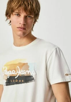 Pepe Jeans AEGIR - T-shirt Imprimé - White -Pepe Jeans Soldes Magasin 604c0bf0b1e647d28b35acfb5f601326