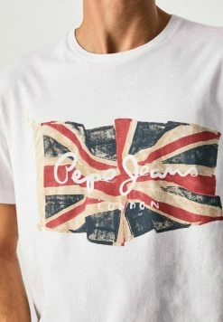 Pepe Jeans FLAG LOGO N - T-shirt Imprimé - Blanco -Pepe Jeans Soldes Magasin 8d889bef514047c294a24206ad31a52f