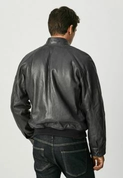 Pepe Jeans MOSES - Veste En Cuir - Dark Blue -Pepe Jeans Soldes Magasin 99ebc8caf9b64122bbe0d6c5fd118635