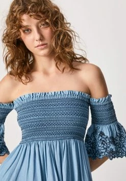Pepe Jeans LIBBY - Robe Longue - Blue -Pepe Jeans Soldes Magasin 9bcc7f1cff3b483daceeaf1cbd7cd4a9