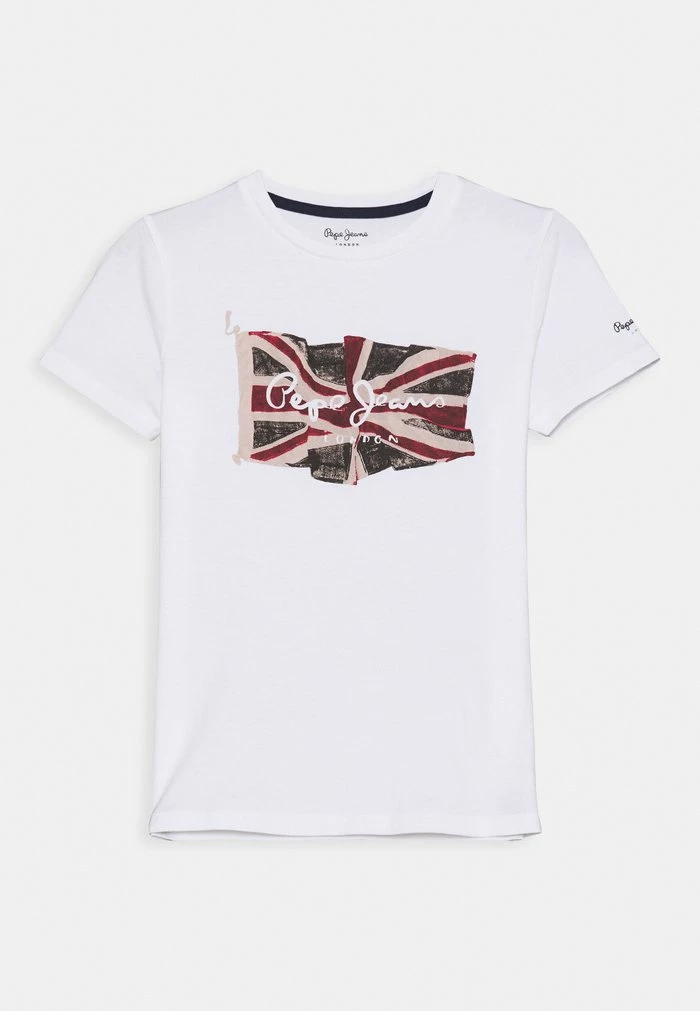 Pepe Jeans FLAG LOGO - T-shirt Imprimé - Optic White 1 Pepe Jeans FLAG LOGO - T-shirt Imprimé - Optic White