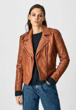Pepe Jeans MEGAN - Veste En Cuir - Cognac